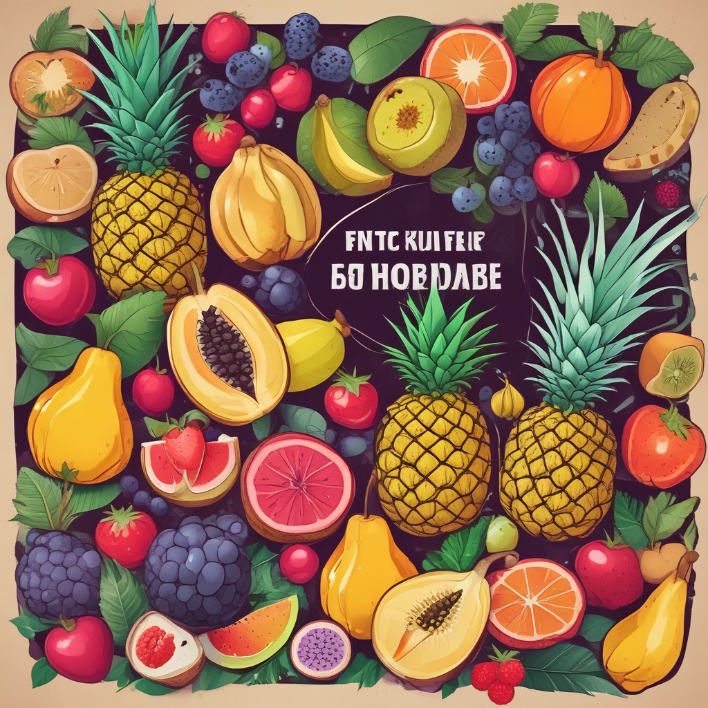 Banner with various exotic fruits